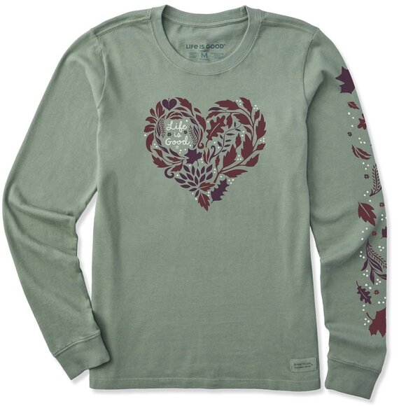 Life Is Good Tops - Life Is Good Women's Fall Leafy Heart Long Sleeve Crusher Shirt - LARGE